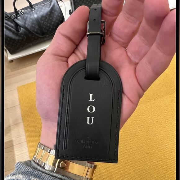 Louis Vuitton Black Leather Luggage Name Tag NEW not stamped - Picture 6 of 6